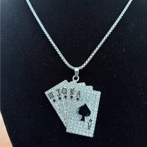 Silver Straight Flush Pendant Necklace
